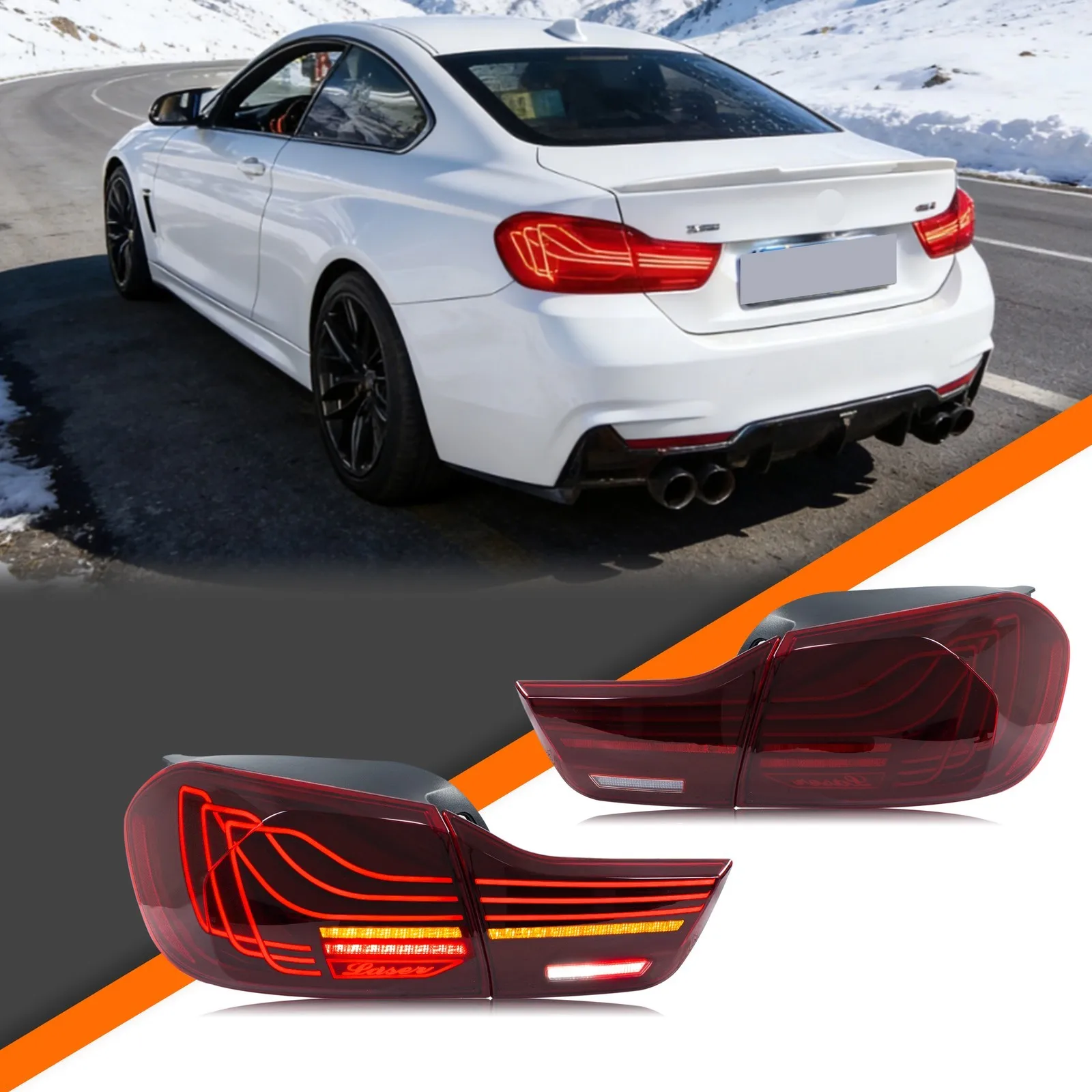 Feux arrière LED CSL pour BMW Série 4 M4 F32 F82 F36 F33 F83 2014-2020, clignotants séquentiels rouges, ensemble de feux arrière