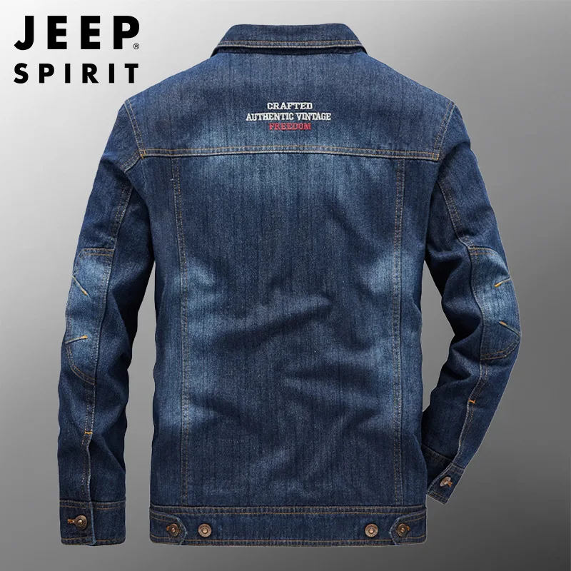 JEEP SPIRIT men denim streetwear fashion casual Slim fit embroidered LOGO cotton spring autumn high quality Breathable jacket