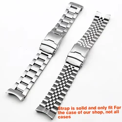 Stainless Steel 22mm Strap Fit For Samurai SKX007 SRPD Watch Case Strap Bracelet Deployment Buckle Solid Arc Ends WatchBand