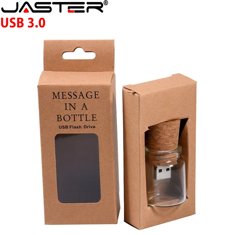 USB3.0 Free Custom Logo USB 3.0 Flash Drive 128GB High Speed Pen Drive Wooden Box 64GB Drift Bottle Memory Stick Storage Device