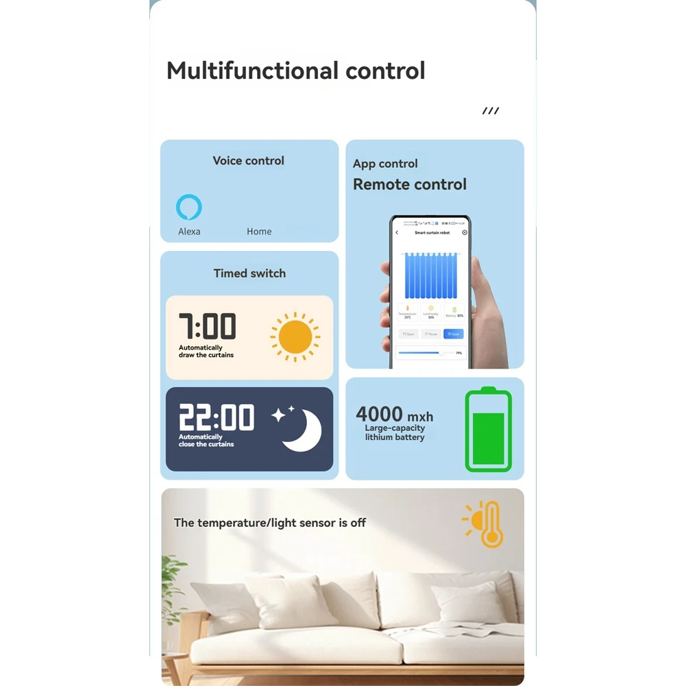 A76X-Smart Curtain Motor Timing Auto Opener Voice Control Remote Control Smart Curtain Motor For Bedroom