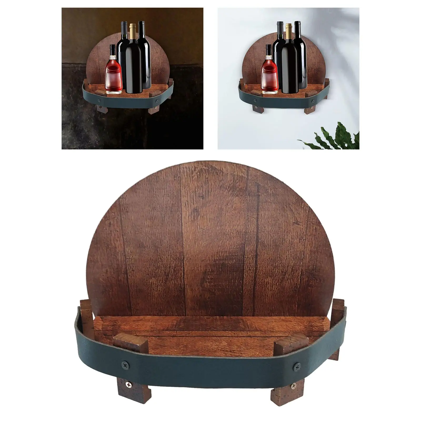 

Wine Rack Wine Barrel Shelf, Round Wall Art Decor Organizer Shelf, Wood Wine