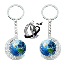 Fashion Solar System Planet Keychain With Double-sided 360 ° Rotating Pendant For men and women Jewelry Gifts