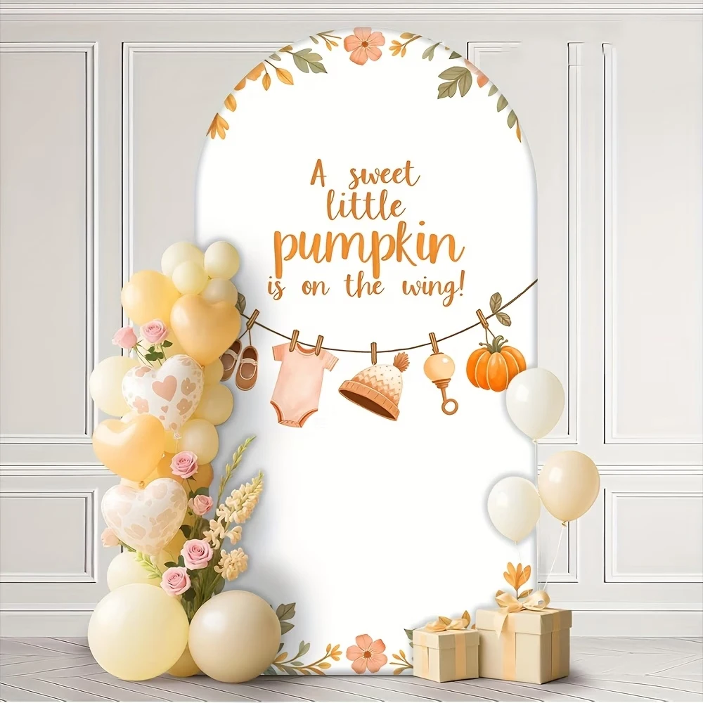 A Sweet Little Pumpkin is on the Way Backdrop Fall Newborn Baby Shower Party Banner Background Gender Reveal Chiara Arch Cover