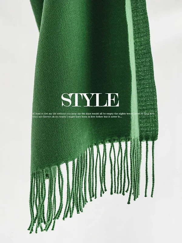 Solid Color Warm Imitation Cashmere Scarf For Women Luxury Brand Winter Shawl Wraps Thick Blanket Square Tassel Stoles Pashmina