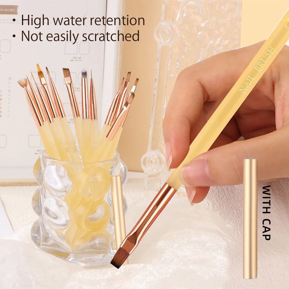 UVジェルネイルブラシライナー,DIYペイントペン,マニキュアアクリル描画ブラシ,チップディスプレイ,ネイルアートデザインツール,12個