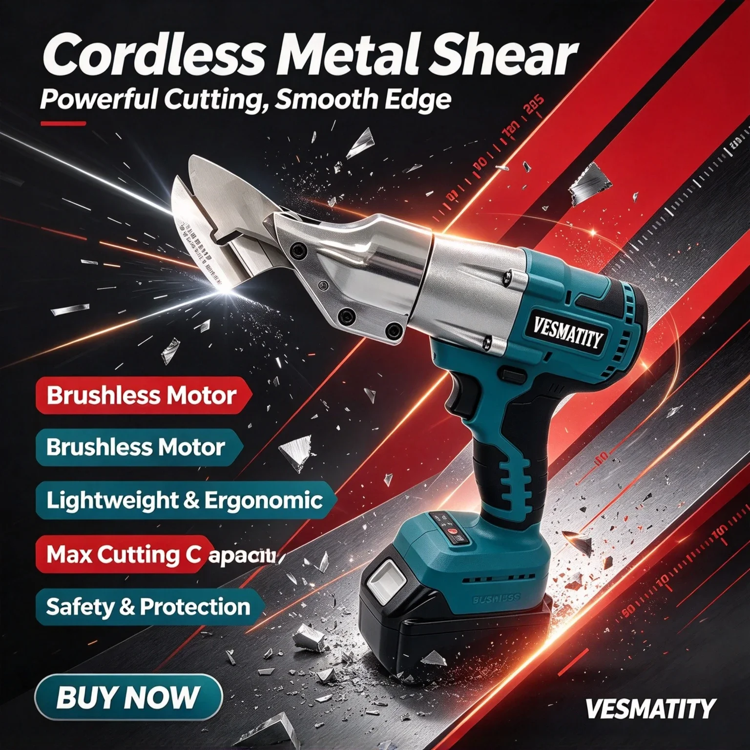 Vesmatity Tool Electric Shear Scissors Rechargeable Metal Sheet Cutting Cordless 18V 20V Battery Max Pro Speed Kit