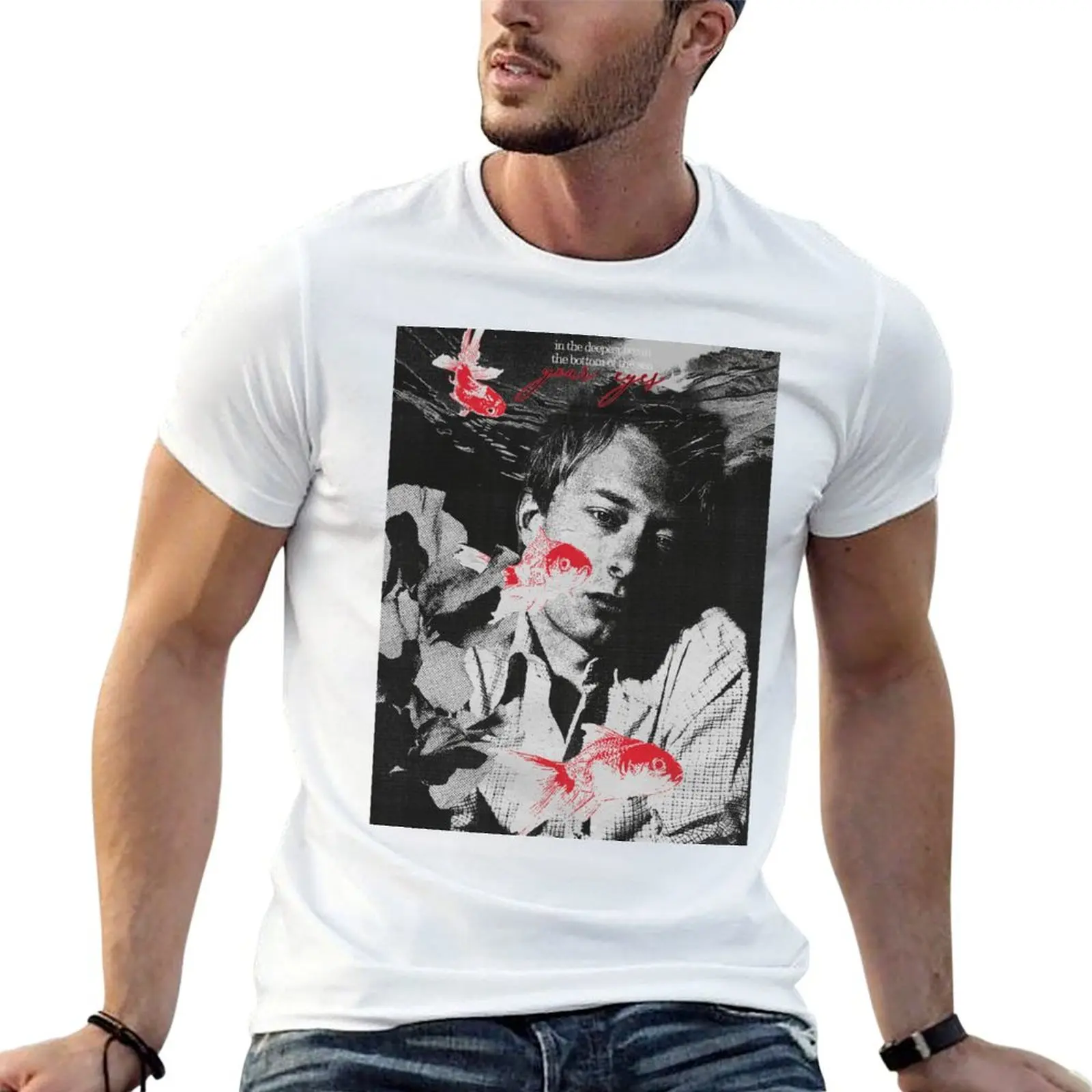 

radiohead weird fishes thom yorke T-Shirt man t shirt cotton high quality cotton t shirts man 100% T-Shirt