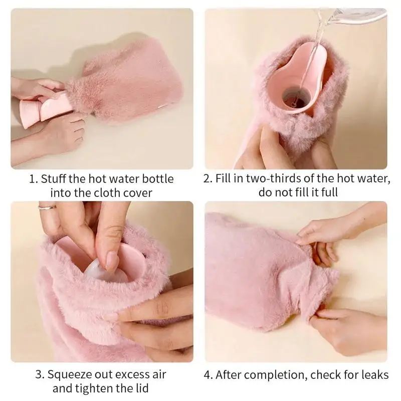 C 1000ML Soft Hand Warmer Hot Water Bag Bottles Removable Washable Foot Warmer With Cloth Cover Explosion-Proof Girl Winter