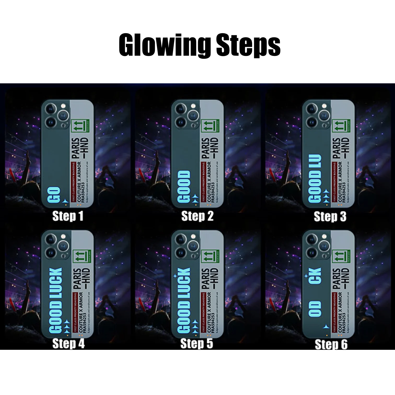 4th Version Good Luck Stepwise Glowing Hightech Luminous Phone Case for iPhone 11 12 13 14 Pro Plus Max Smart Protector Cover