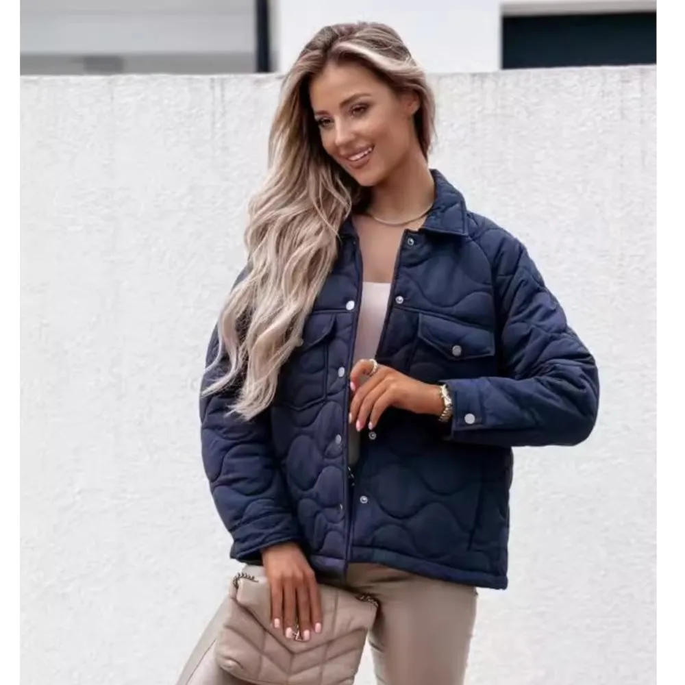 2024 Winter Jacket Woman Cotton Solid Color Pocket Outerwears Women's Jacket Feminino Winter Short Coat Bomber Fall Clothes