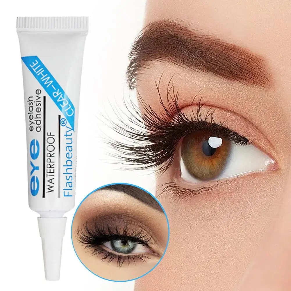 False Eyelash Extension Glue Waterproof Makeup Tools Accessories Eyelash Glue New Strong Lash Glue Adhesive 7g, Black or Clear