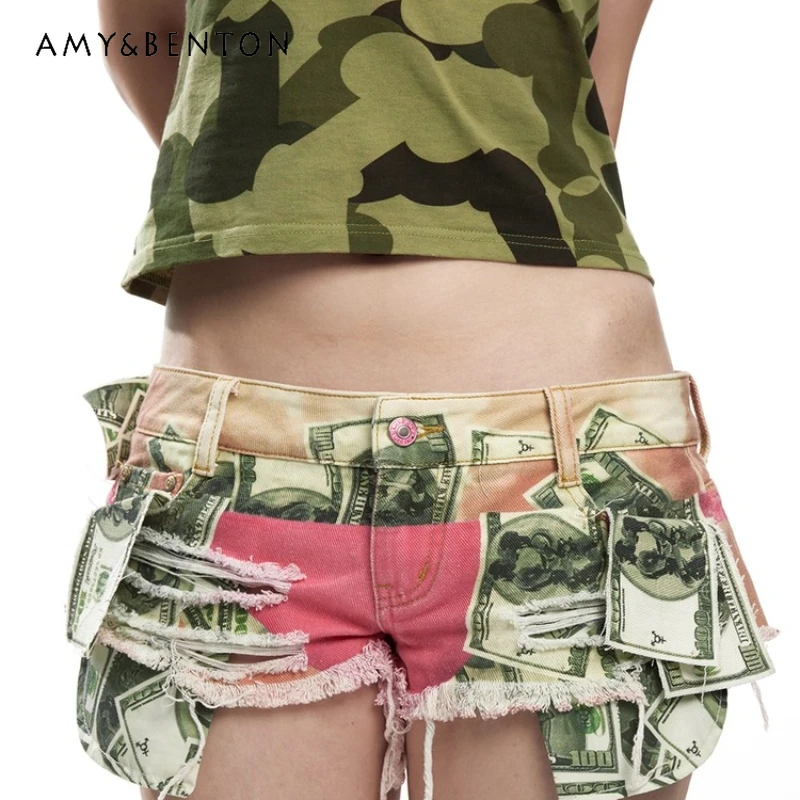 

2025 Summer New Print Women's Ultra Shorts Original Design Sweet Cool Sexy Personality Creative Versatile Mini Hot Pants Ladies