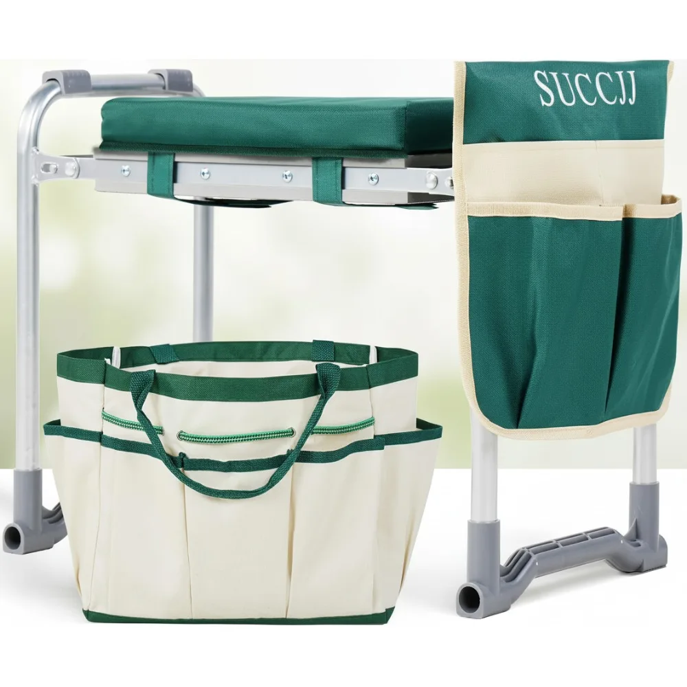 

Heavy Duty Foldable Garden Kneeler Seat Bench with Handles, Extra Wide Gardening Stool for Seniors Women (Green)