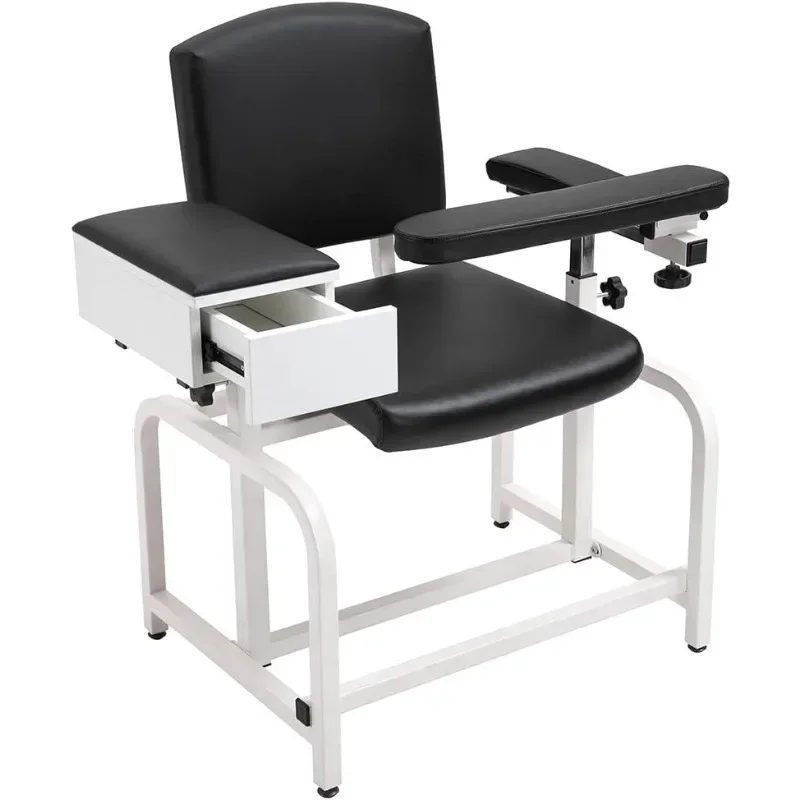 Laboratory Blood Draw Chair with Padded Flip Arms and Drawers