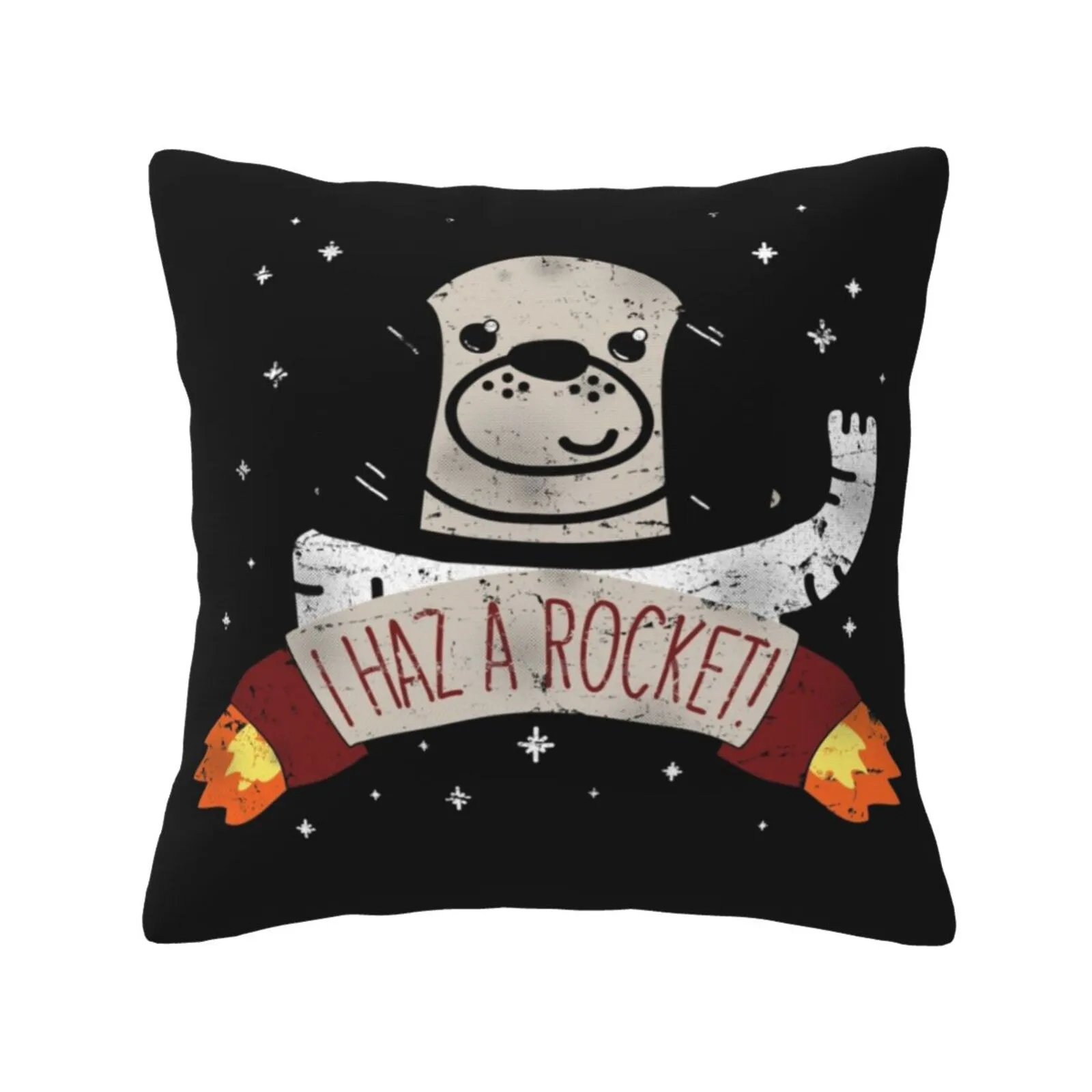 Space Puppy Haz A Rocket! Home Sofa Car Cushion Cover Pillowcase Dog Puppy Rocket Cute Happy Doodle Space Astronaut Banner Type