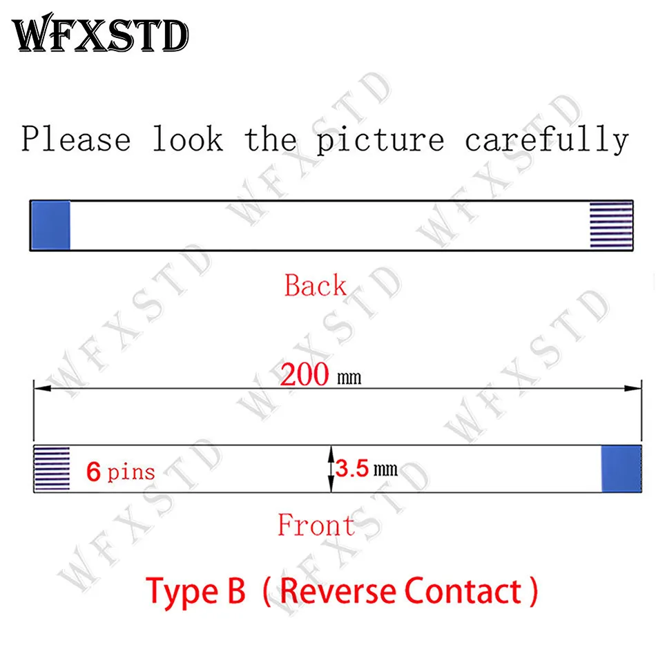 6pins 3.5mm 20cm Type B New Flex cable AWM 20706 or Other 105c 60v 2896 vw-1 Reverse Side contact