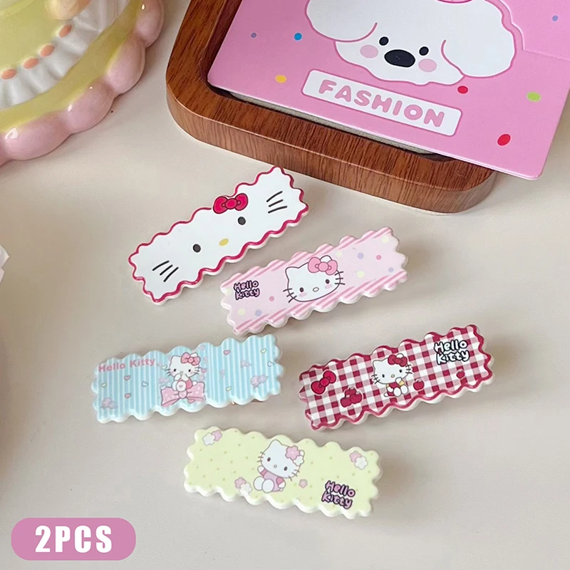 Pinces à cheveux Sanurgente Hello Kitty pour enfants, épingles à cheveux de dessin animé Kawaii, barrettes à cheveux Kuromi Cinnamoroll, accessoires mignons en forme de cœur pour fille, cadeau