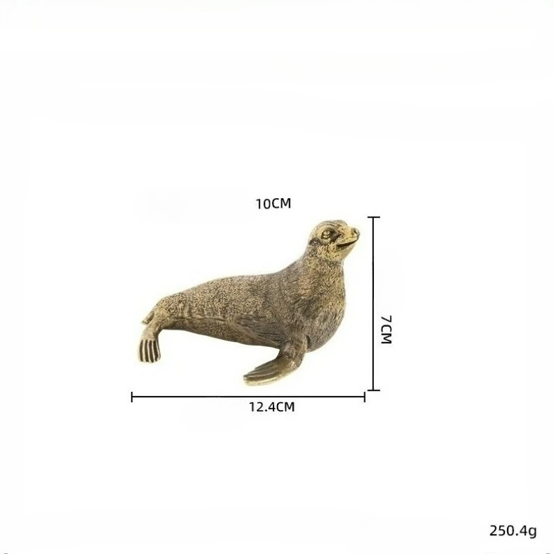 Little Fairy/ Retro Brass Sea Lion Desktop Ornaments Creative Metal Marine Life Model Furniture Living Room Decoration Crafts