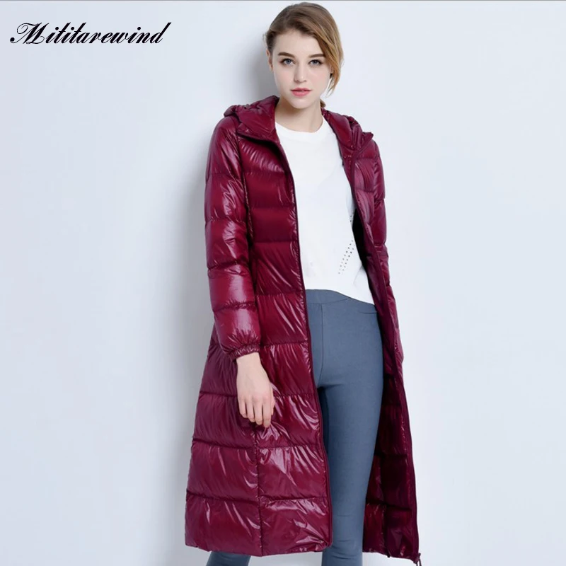 Autumn Winter X Long Down Coats Women Casual Warm White Duck Down Solid New Hooded Puffer Padded Jackets for Women Snow Coats