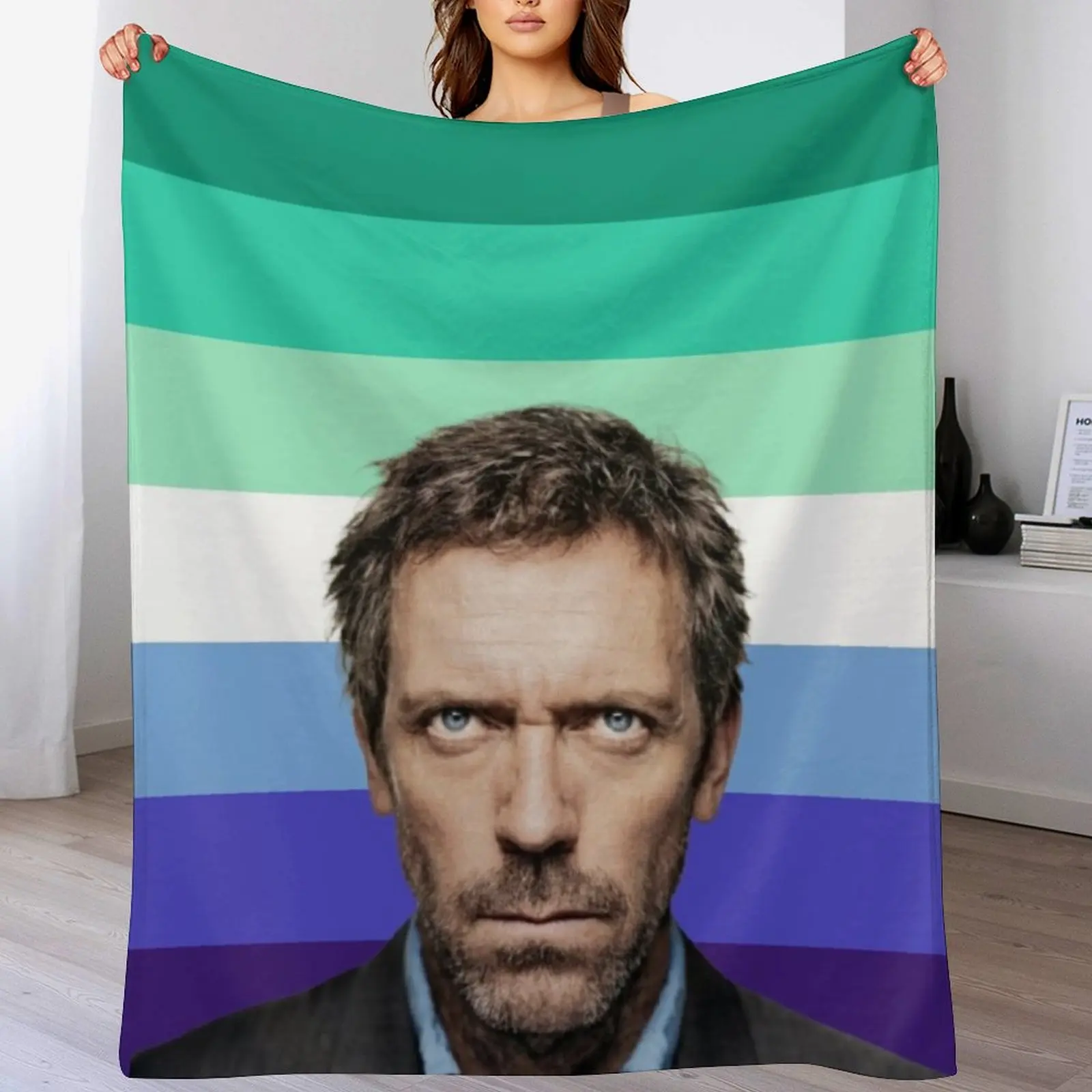 

dr gregory house gay pride Throw Blanket Plush Fuzzy Cozy Blanket for Couch Sofa