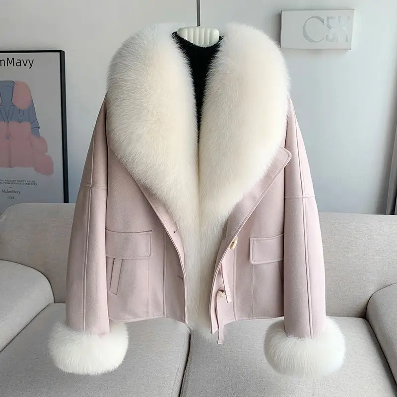 Manteau de fourrure de torche d'imitation pour femmes, vêtements courts, parkas d'hiver, mode ample, veste de fourrure à manches longues, peluche féminine, nouveau, T793