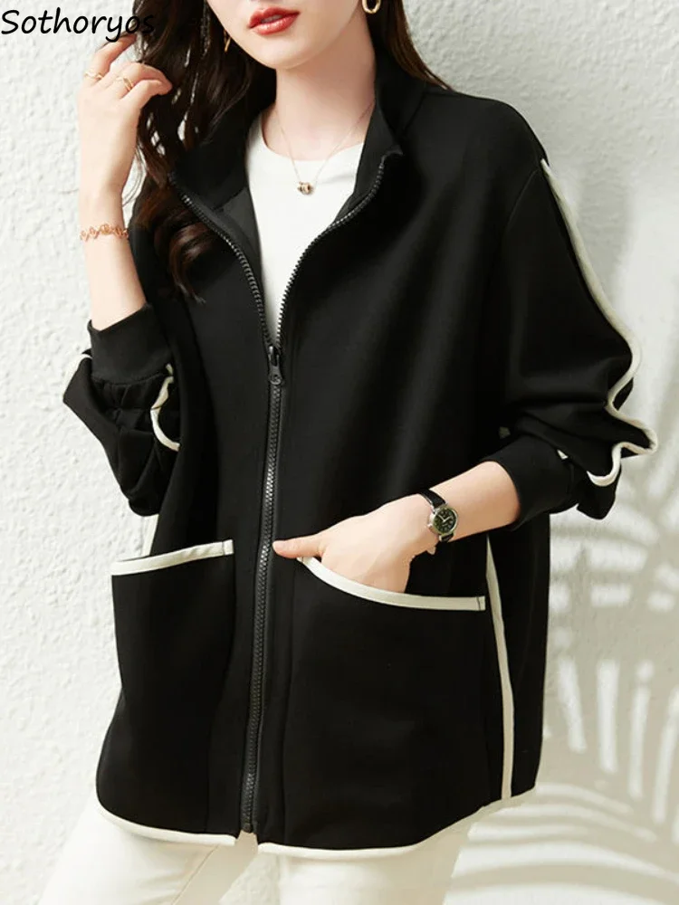 

Jackets Women Panelled Baggy Autumn Outwear Casual Office Lady All-match Elegant Fashion Pockets Korean Style Tender Clothing