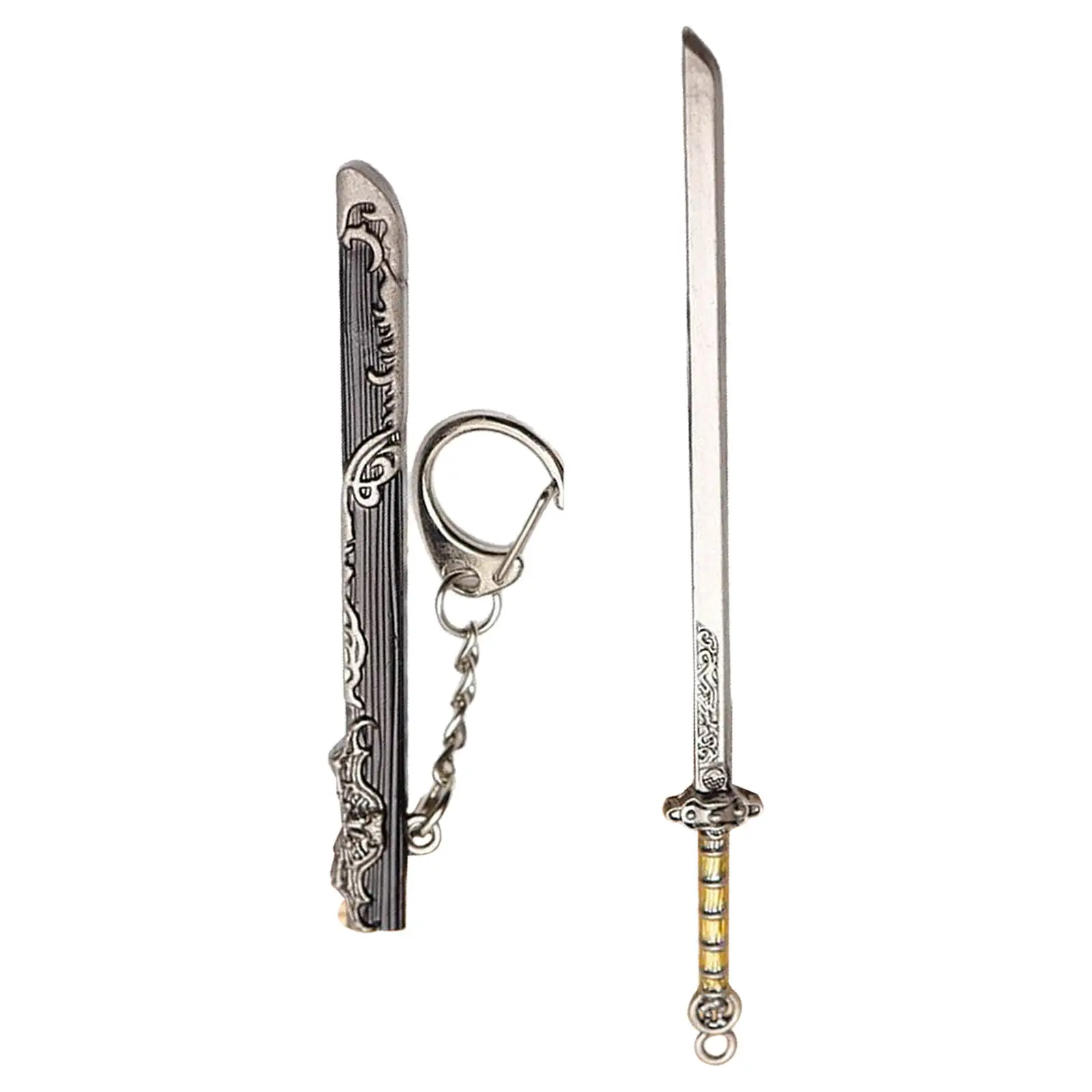 5Pcs Sword Shaped Metal Bookmark Keychain Mini Katana Pendant Zinc Alloy Ancient Sword Book Marker Gift for Men