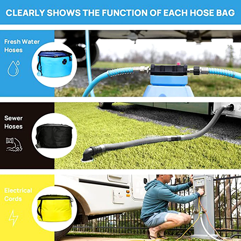 RVs Caravans Motorhome Hose Storage Bag Breathable Drawstring Mesh Pouch Traveling Sundries Folding Organizer Type 3