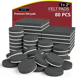 Felt Furniture Pads - 80 Pcs Furniture Pads for Hardwoods Floors, Anti Scratch Floor Protectors for Furniture Feet Chair Legs