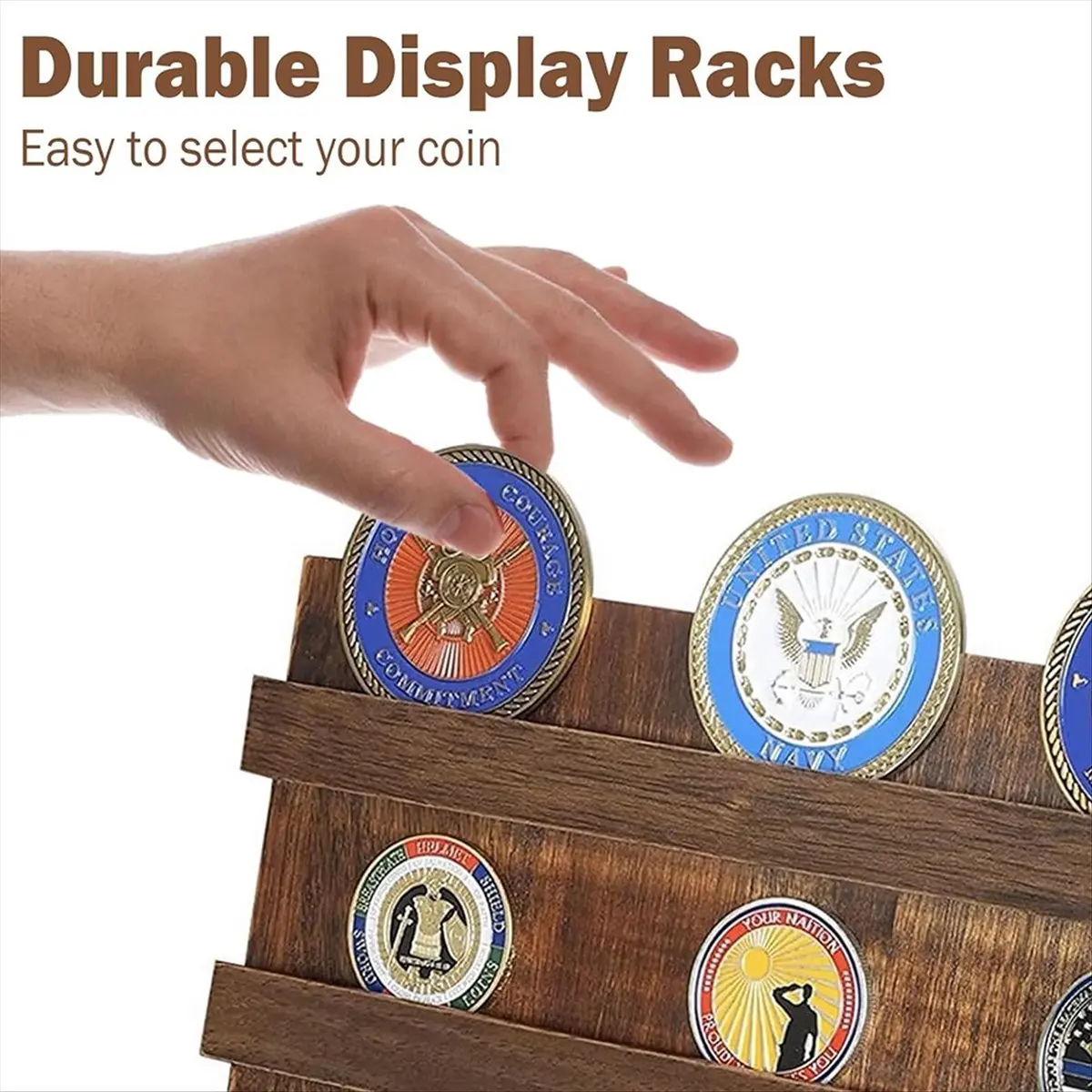 

Подставка для монет YHYS, держатель для монет, деревянная подставка из массива дерева на 60 монет, витрина для монет, держатель.