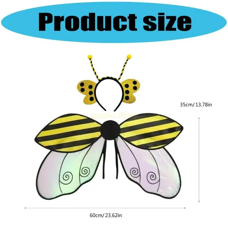 31BF Detailed Insect Wing Cosplay Accessories With Elastic Band For Costume Parties Theater Productions