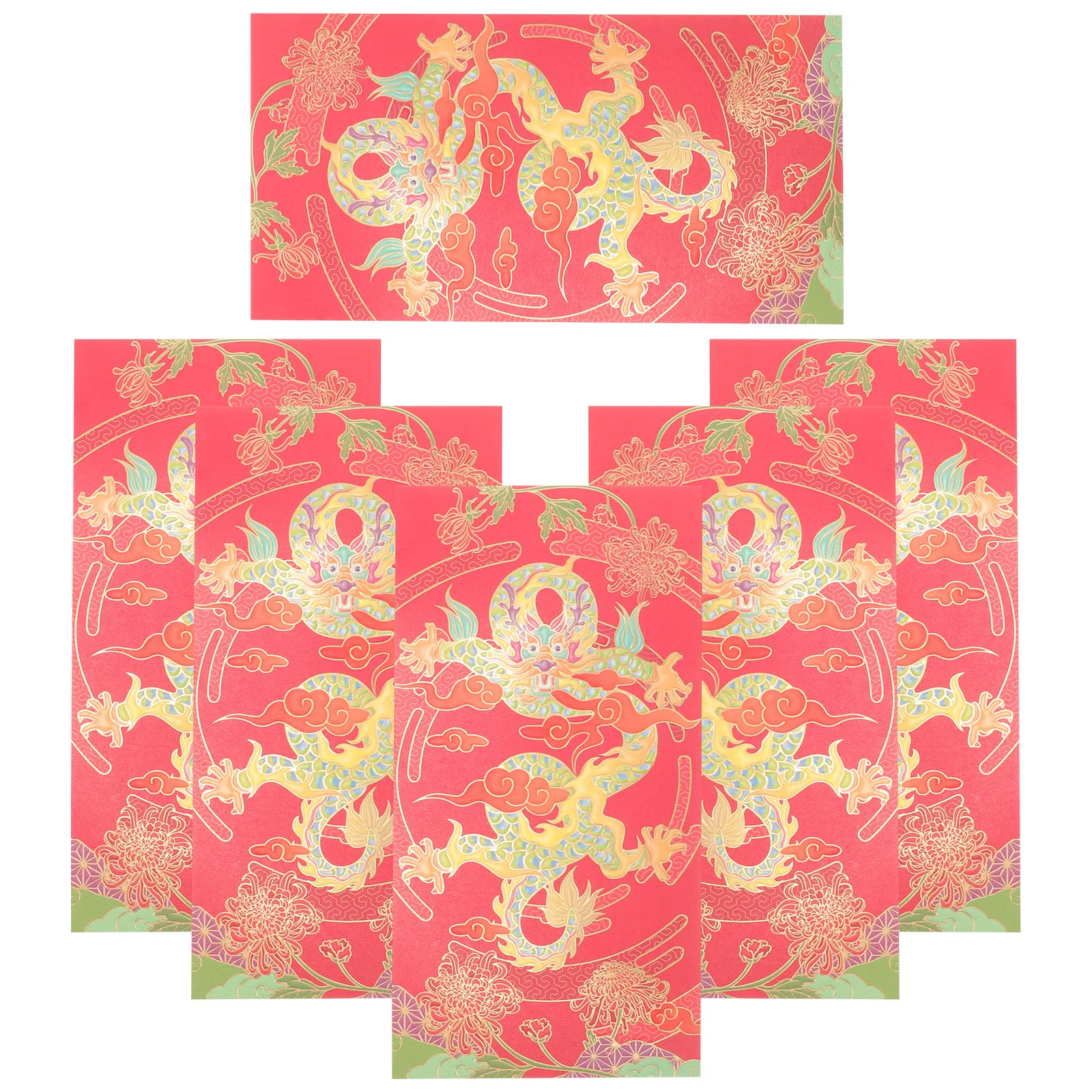 

6Pcs Dragon Year 2024 Red Envelopes Chinese New Year Money Packets Cute Cartoon Dragon Pattern Festive Spring Festival Gift
