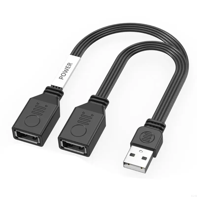 USB 1 Male to 2 Female Splitter Cable Extension 65W Fast Transfer for Office Home Outdoor Devices Connection