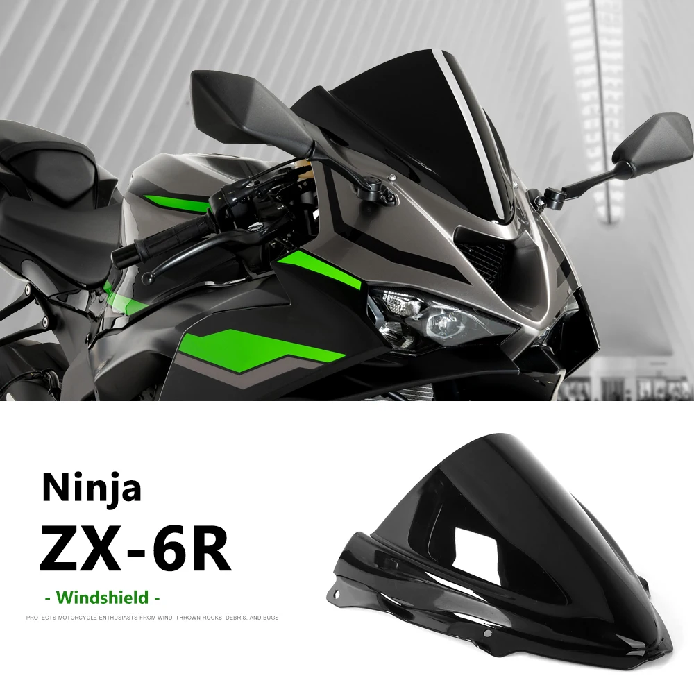 

Windscreen Windshield For Kawasaki NINJA ZX6R ZX-6R ZX 6R Ninja 2024 2025 Motorcycle Wind Deflector Double Bubble Wind Screen