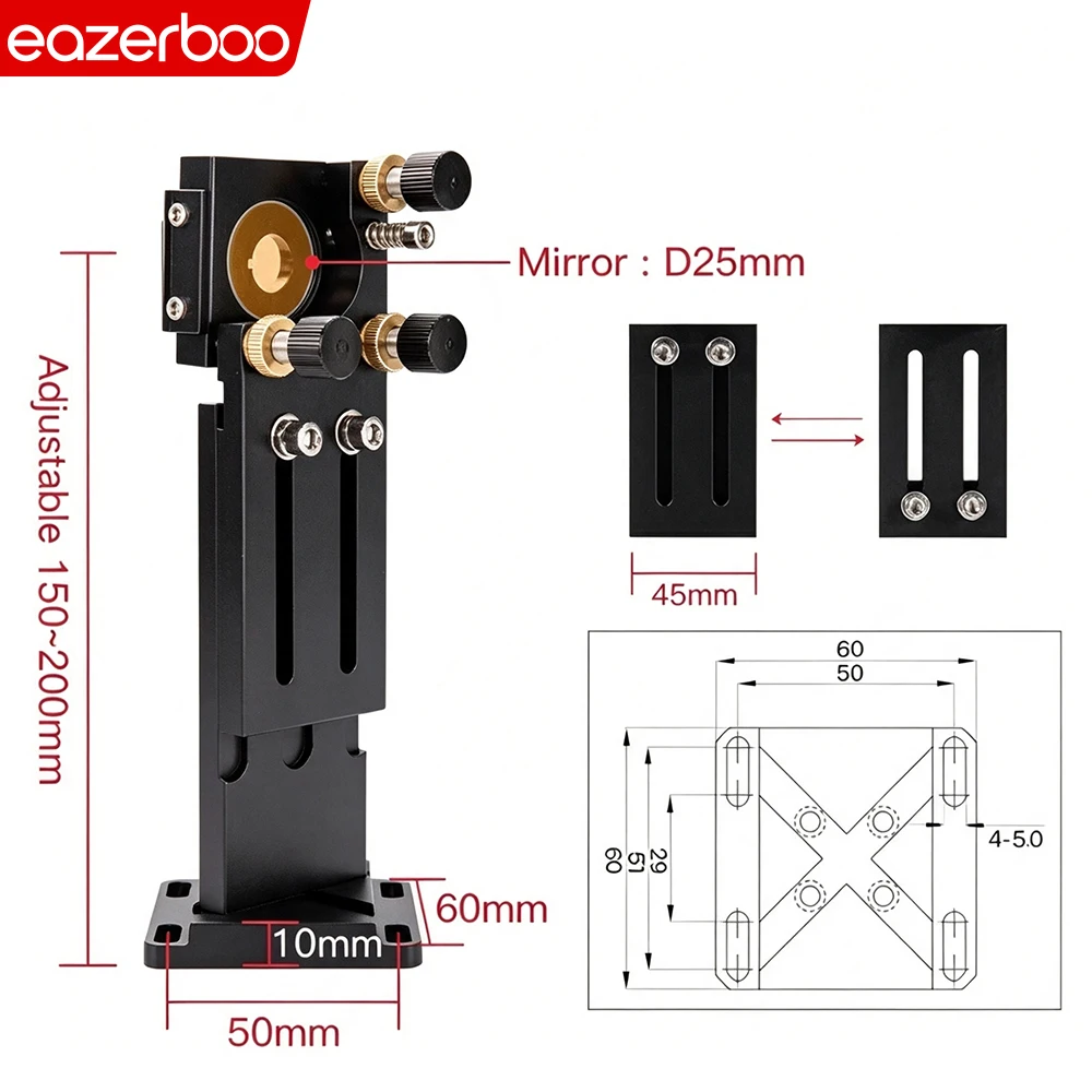 CO2 Laser Cutting Head Assembly, Focusing Lens Barrel Reflective Mirror Frame For Laser Engraving Machine Optical Path