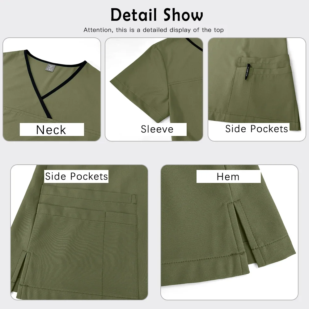 หลากสีU Nisex Workwearแขนสั้นขัดชุดร้านขายยาช่องปากทันตกรรมเสื้อผ้าทํางานโรงพยาบาลหมอศัลยกรรมเครื่องแบบชุดแพทย์