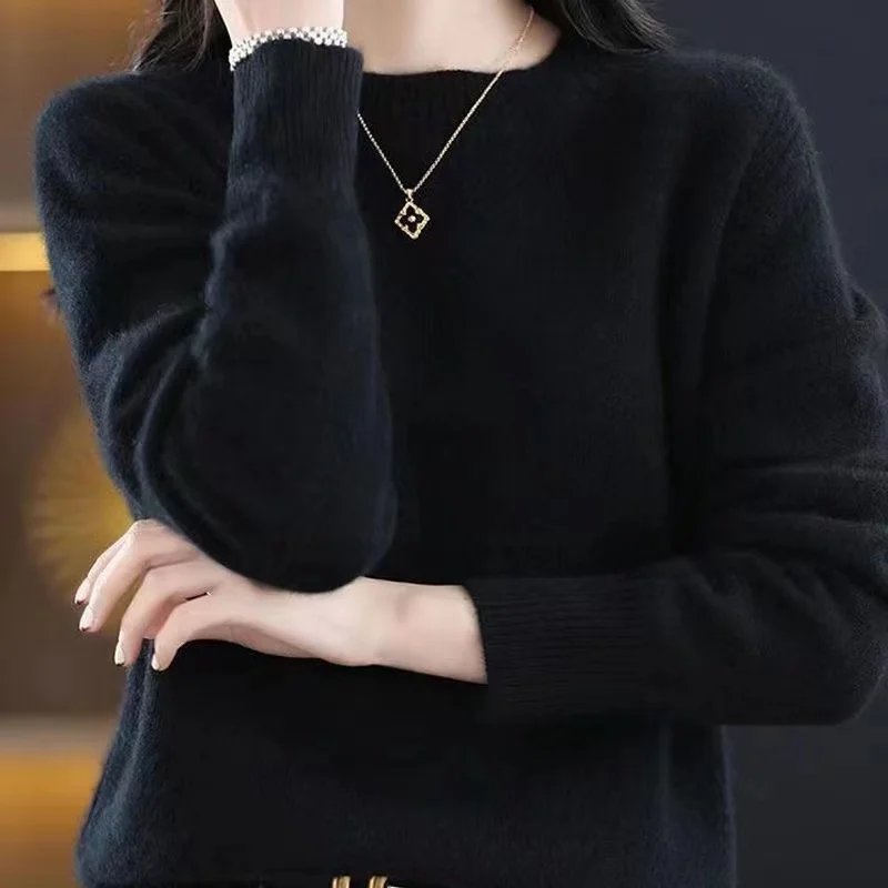 2023 New Cashmere Sweater Women O-Neck Pullover Autumn /winter Casual Knit Tops Solid Color  Cashmere Sweater Women