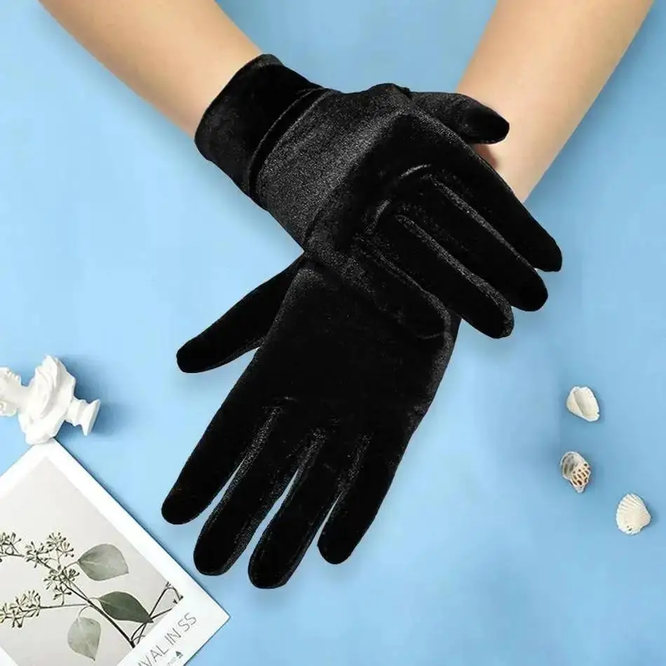 1 Pcs New Autumn Winter Warm Velvet Gloves Solid Color Driving Gloves Fashion Elegant Elastic Outdoor Windproof Warm Mittens