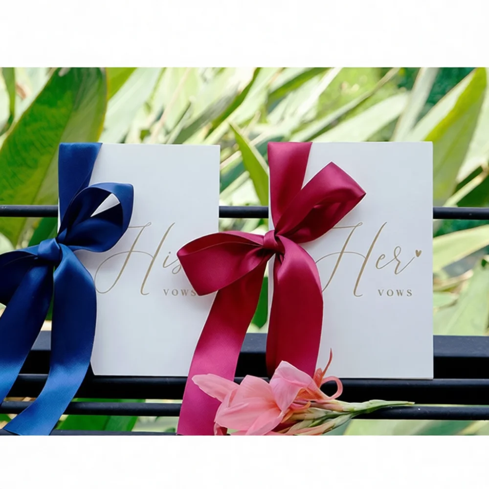 Romantic Wedding Vow Booklets Luxury Gold Stamping Marriage Promises Card Stationery Accessories For Bride And Groom