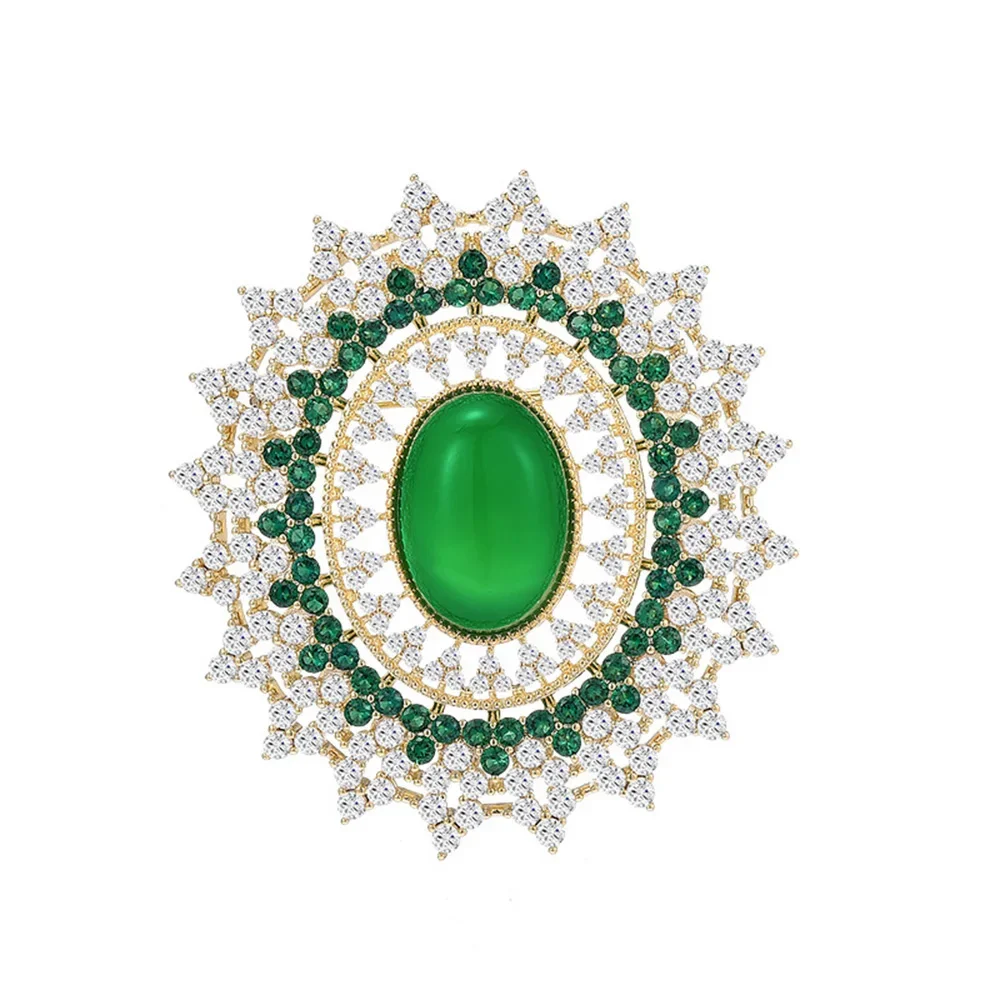 Vintage Oval Zircon Brooch Palace Style Green Crystal Women's Brooches Corsage Wedding Jewelry Accessories Gift Wholesale