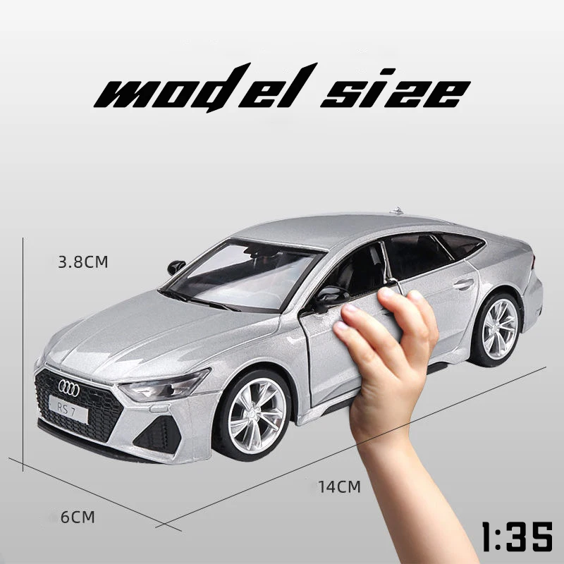 1/35 RS7 Diecast Car Models Toys Alloy Material Pull Back Scale Vehicles Models with Sound  Kids Birthday Gifts Toys for Boys