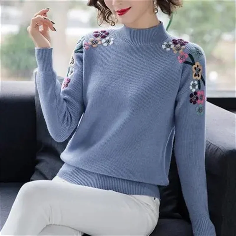 Turtleneck Pullover Fall/winter 2024 Cashmere Sweater Women Pure Color Casual Long-sleeved Loose Pullover Bottoming Women's