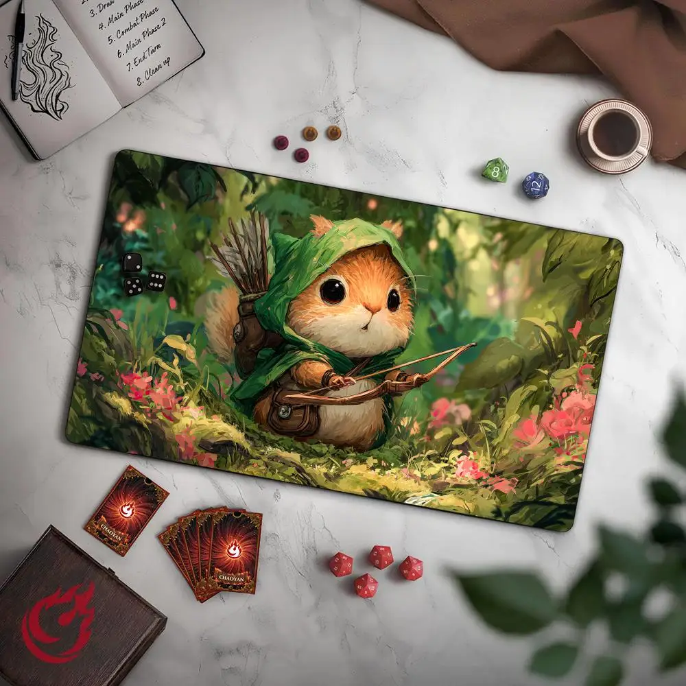 

Cute Forest Hunter MTG Playmat Magic Card Mat with Stitched Edge Non-Slip Durable Tabletop playmat Board Game Mat for TCG