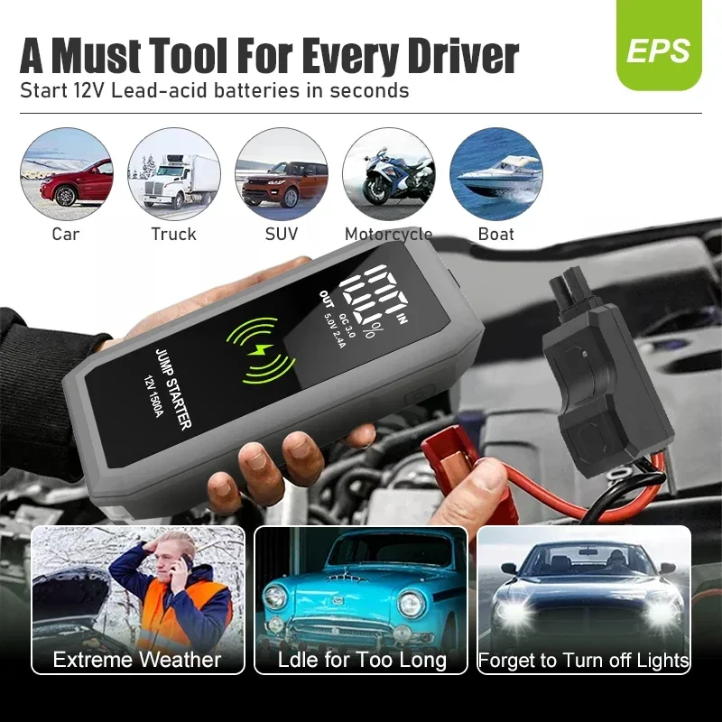 Factory Price Multi-Function Car Jump Starter With Tire Inflator Vehicle Booster Starting Device Emergency Tool 600A Jumpstart