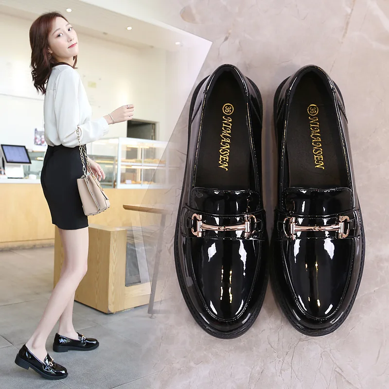 Spring British Style Women\'s Shoes Fashion Patent Leather Loafers 2023 New Autumn Retro Office Lady Footwear Slip on Women Pumps