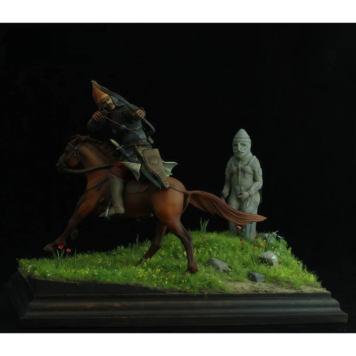 75mm resin unpainted model kit, military theme, 13th century Kuman mounted archer statue) unassembled and unpainted GK, 1624T