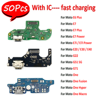 50Pcs，USB Charging Port Charger Connector Board Cable For Moto G22 G71 G51 5G E40 E20 E6 Plus E7 E7i Power One Fusion Hyper
