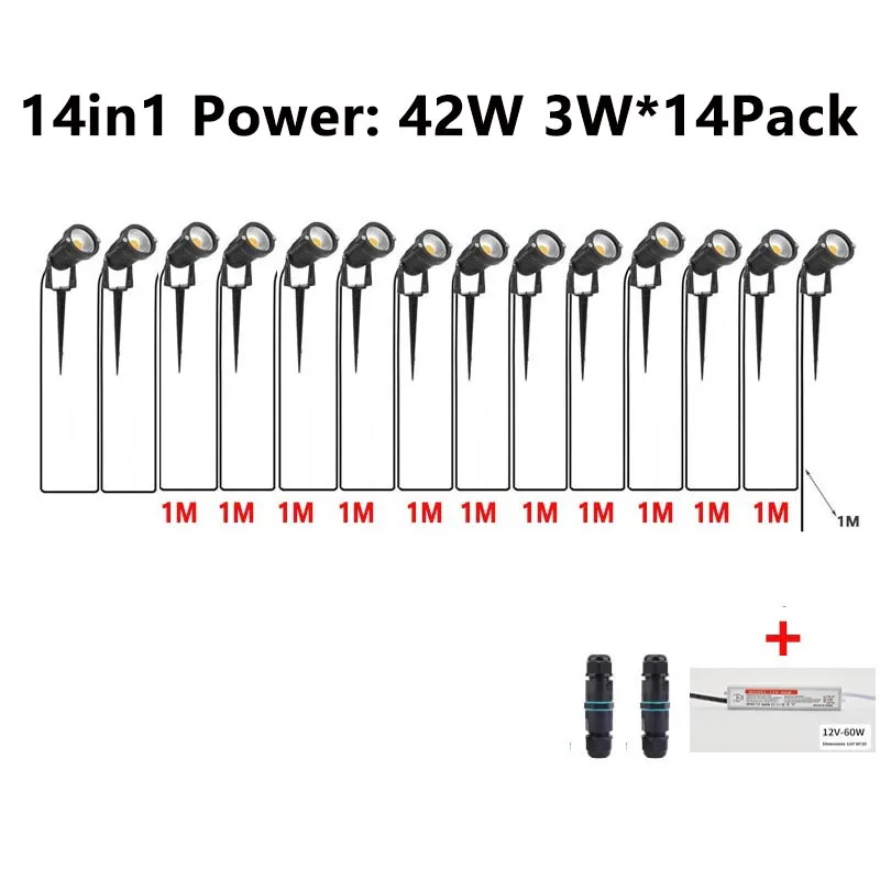 12V Low Voltage LED Garden Spotlight 6-14Pack IP65 Waterproof with Transformer for Outdoor Yard Patio Path Landscape Lighting