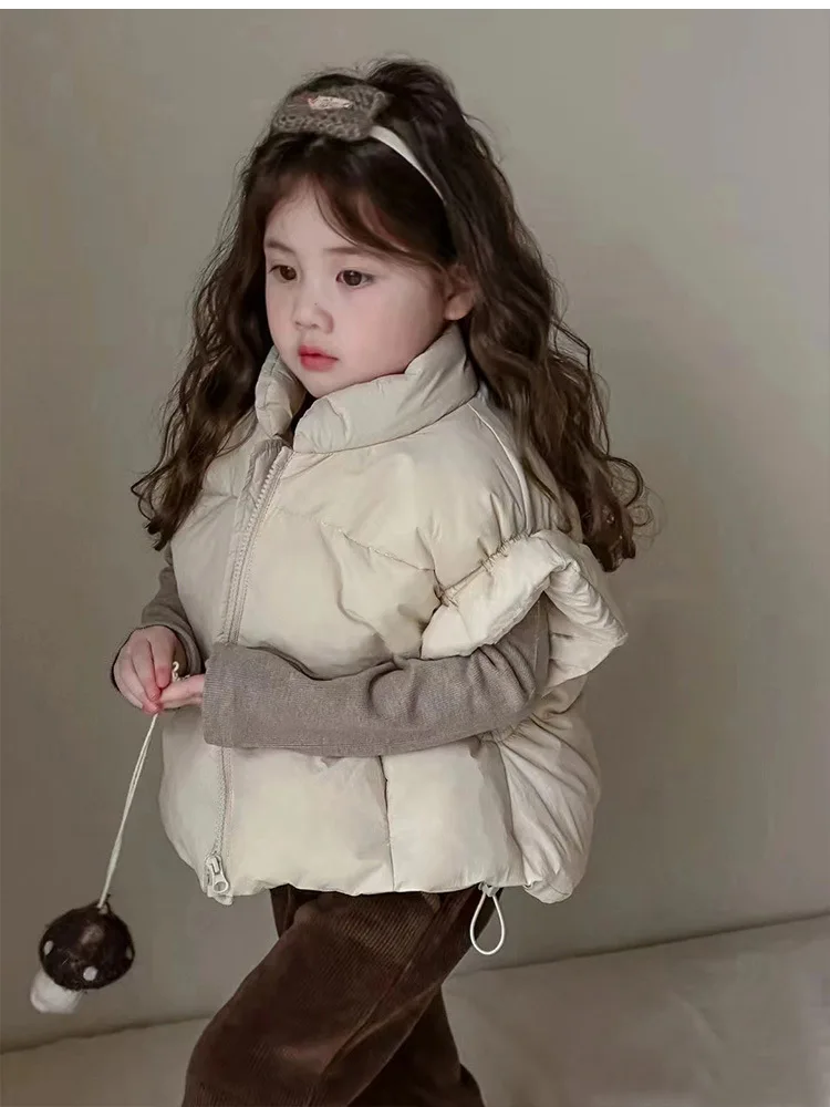 Girls Vest Coat Fall and Winter Down Cotton Vest 2024 New Children Lightweight Warm Coat Baby Vest Korean Simple Style